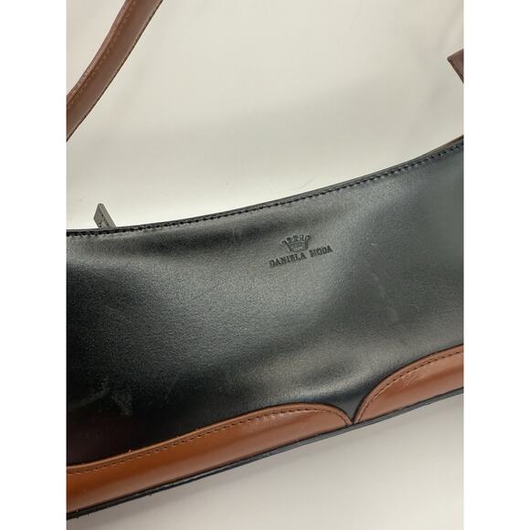 Daniela Moda Black & Brown Genuine Italian Leather Handbag NWT - Picture 4 of 16